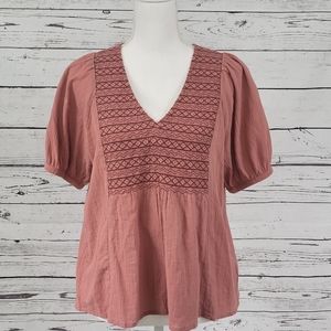 Madewell embroidered yoke top